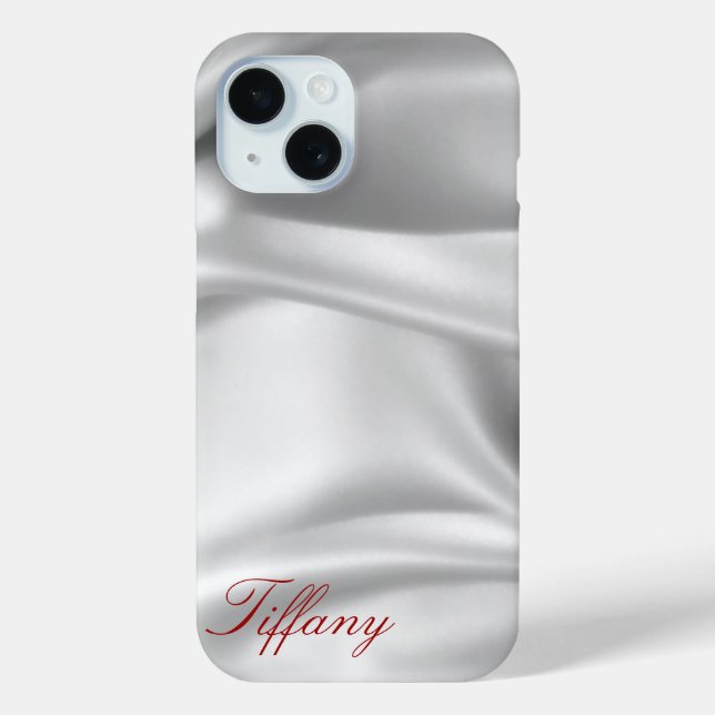 Elegant Silver Satin Silk Custom Phone Case (Back)