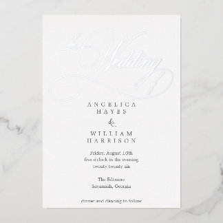 ELEGANT SILVER SCRIPT WEDDING INVITATION | MINIMAL