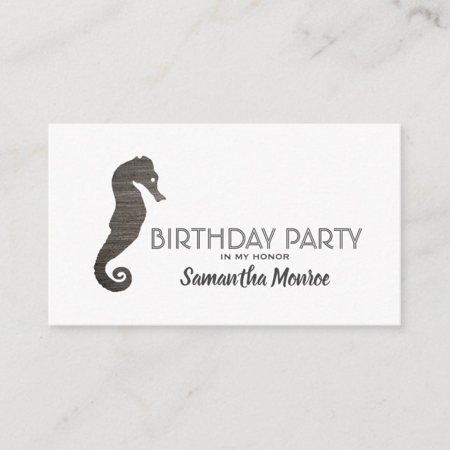 Elegant Silver Seahorse, Birthday Invitation (Front)