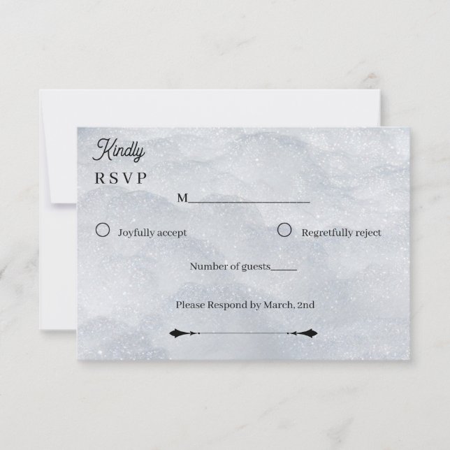 Elegant Silver Shimmering Filigree Response Card (Front)