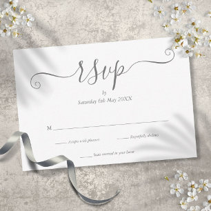 Elegant Silver Signature Script RSVP Card