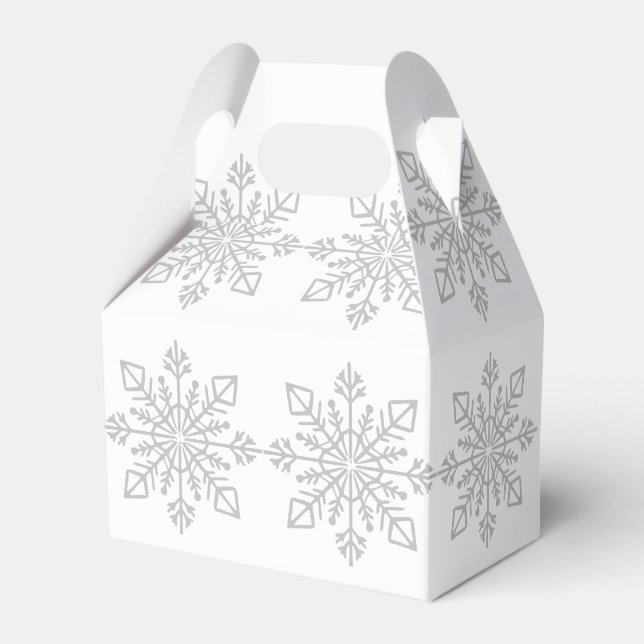 Elegant Silver Snowflake Christmas Holiday Gift Favour Box (Front Side)
