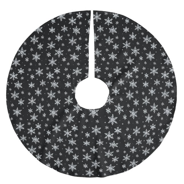 Elegant Silver Snowflake | Winter Holiday  Brushed Polyester Tree Skirt (Front)