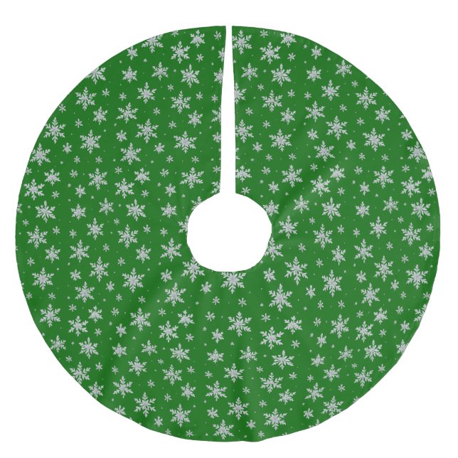 Elegant Silver Snowflake | Winter Holiday  Brushed Polyester Tree Skirt (Front)