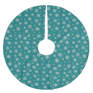 Elegant Silver Snowflake Winter Holiday Brushed Polyester Tree Skirt
