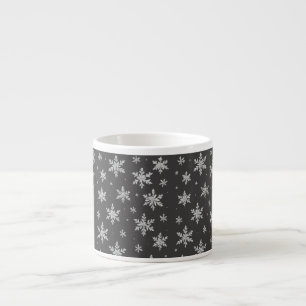 Elegant Silver Snowflake   Winter Holiday  Espresso Cup