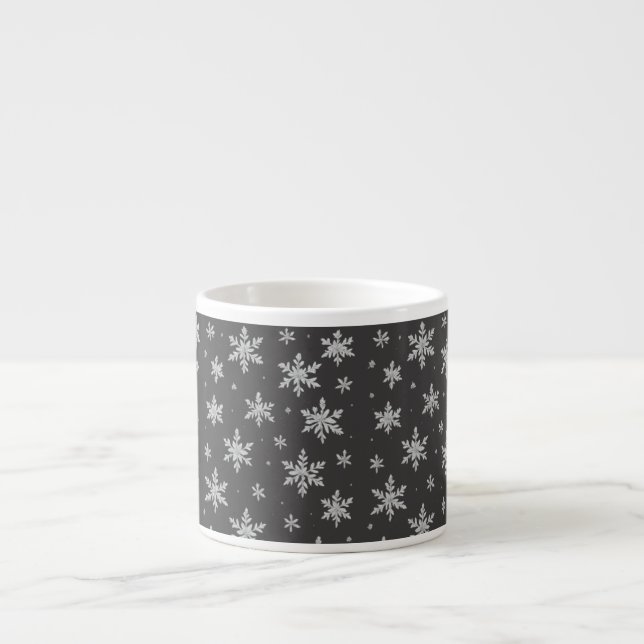 Elegant Silver Snowflake | Winter Holiday  Espresso Cup (Front)