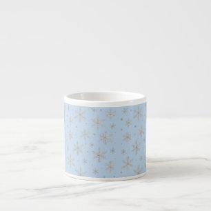 Elegant Silver Snowflake Winter Holiday Espresso Cup