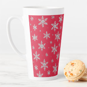 Elegant Silver Snowflake Winter Holiday Latte Mug