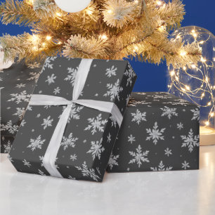 Elegant Silver Snowflake   Winter Holiday  Wrapping Paper