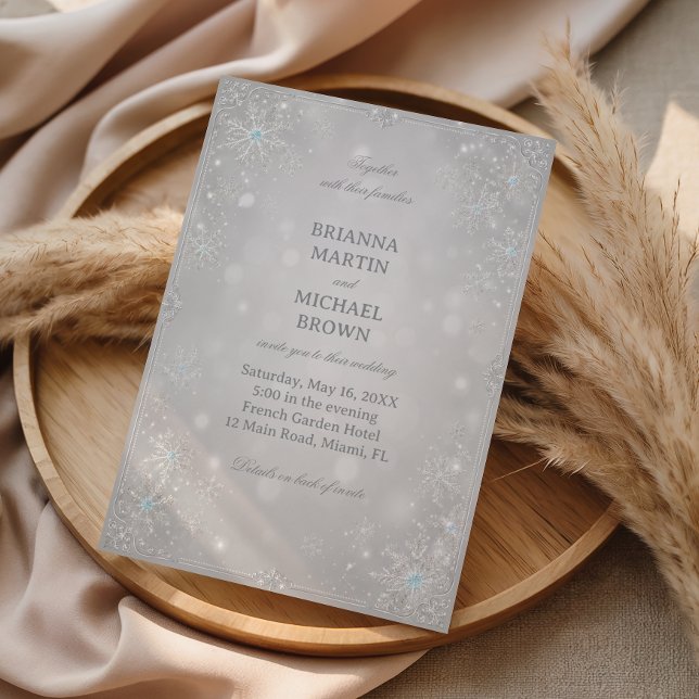 Elegant Silver Snowflake Winter Splendour Invitation (Creator Uploaded)