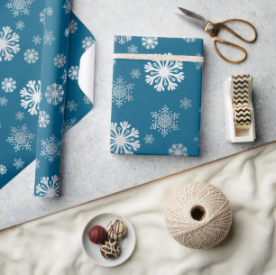 Elegant silver snowflakes ocean Wrapping Paper