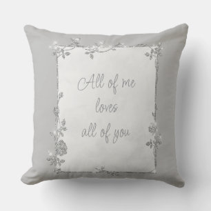 Elegant Silver Sparkle Frame Valentine Cushion
