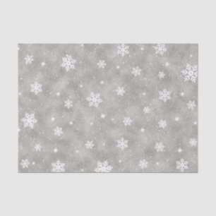 Elegant Silver Sparkling Stars Snowflakes Pattern Tissue Paper