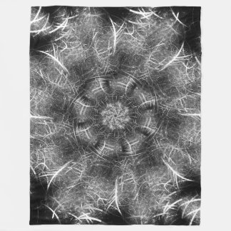 Elegant Silver Spiral Fractal Fleece Blanket