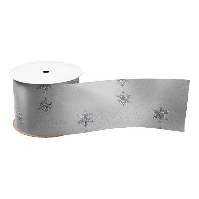 Elegant Silver Star  Satin Ribbon (Spool)