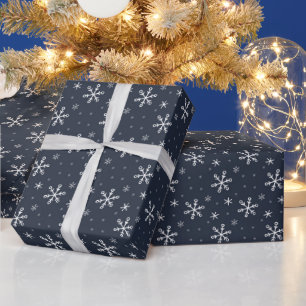Elegant Silver Stars Black Velvet Wrapping Paper