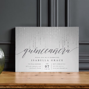 Elegant Silver String Lights Quinceanera Invitation
