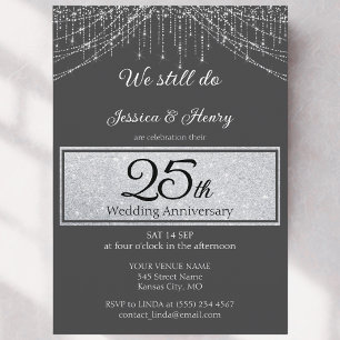 Elegant Silver strings 25th wedding anniversary Invitation