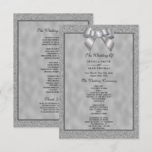 Elegant Silver & Stylish Glitter Wedding Program