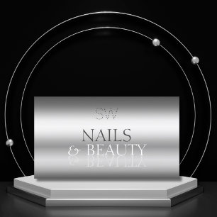 Elegant Silver Stylish Mirror Font with Monogram Business Card
