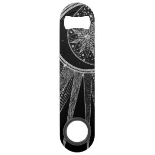 Elegant Silver Sun Moon Mandala Black Design