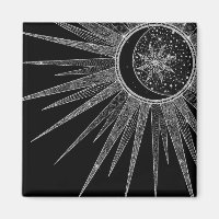 Elegant Silver Sun Moon Mandala Black Design