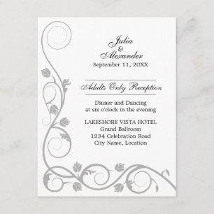 Elegant Silver Swirls Reception Cards