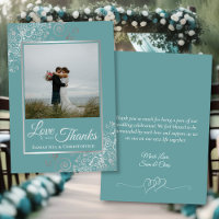 Elegant Silver & Teal Photo & Note Wedding