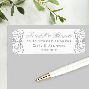 Elegant Silver Vintage Glamour Wedding Address Return Address Label