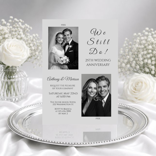 Elegant Silver We Still Do 25th Wedding Invitation (Creator Uploaded)