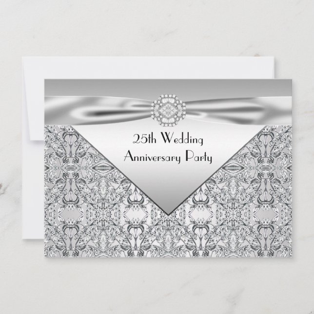 Elegant Silver Wedding Anniversary Party Invitation (Front)