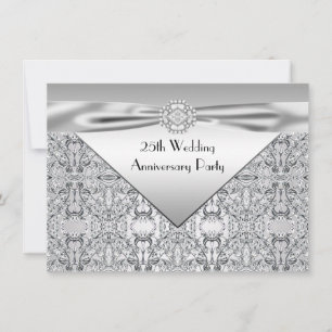 Elegant Silver Wedding Anniversary Party Invitation