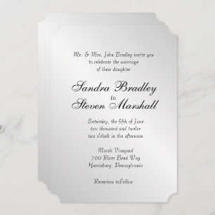 Elegant Silver Wedding Invitation 5"x 7"