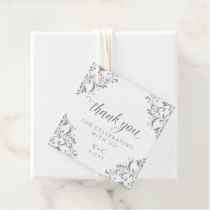 Elegant Silver Wedding Luxury Vintage Favour Cards Tags