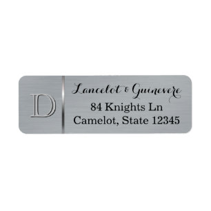 Elegant Silver Wedding Monogram Initial Return Address Label