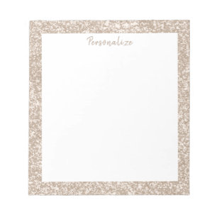 Elegant Silver White Glitter Border Personalised Notepad