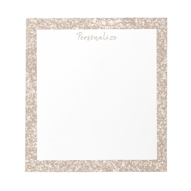 Elegant Silver White Glitter Border Personalised Notepad (Front)