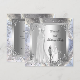 Elegant Silver White High Heel Shoe Birthday Party Invitation