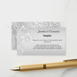 ELEGANT SILVER WHITE LACE 2 ENCLOSURE CARD
