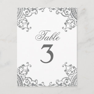 Elegant Silver White Wedding Table Cards