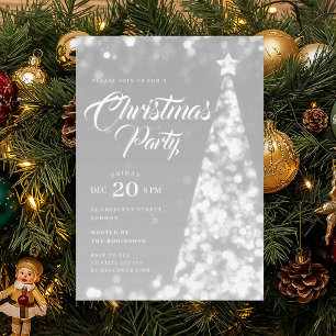 Elegant Silver Winter Christmas Tree Holiday  Invitation