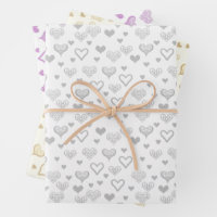 Elegant Silver Yellow Vintage Hearts Pattern