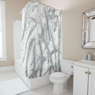 Elegant silvery fern pattern shower curtain
