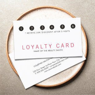 Elegant Simpla Red White Beauty Salon Loyalty Card
