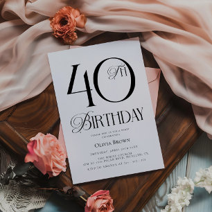 Elegant Simple 40th Birthday Party Invitation