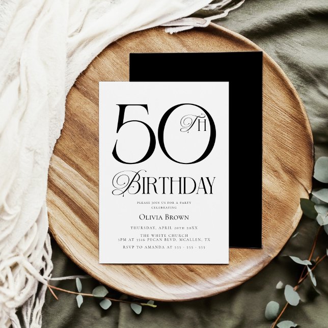 Elegant Simple 50th Birthday Party Invitation (Creator Uploaded)
