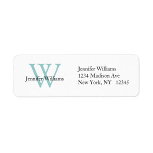 Elegant Simple Address Label White Blue Initial Return Address Label