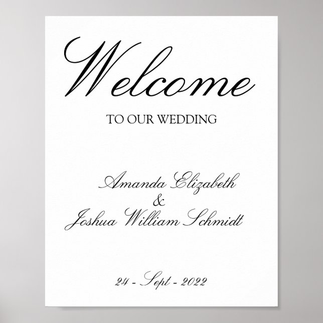 elegant simple and modern Wedding Welcome Sign (Front)