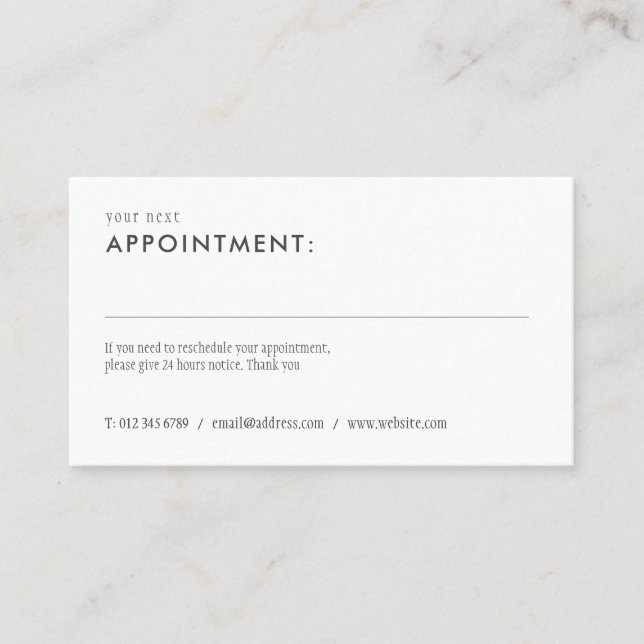 Elegant Simple Appointment Reminder Card (Front)